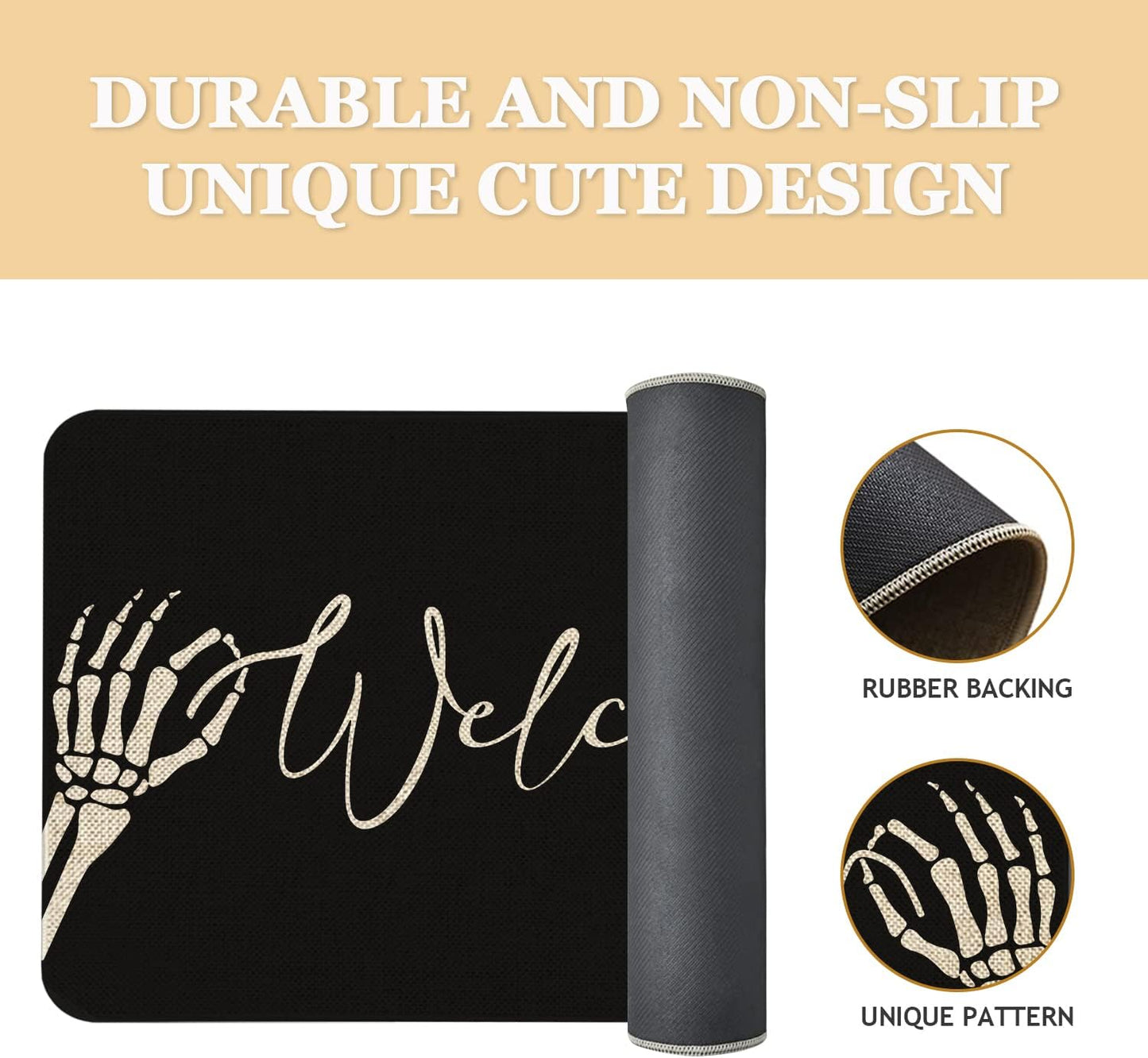 Roszwtit Halloween Door Mat 30 X 17 Inch Halloween Skull Doormat Indoor Outdoor Entrance Floor Mat Non Slip Halloween Decor Rubber Welcome Mats