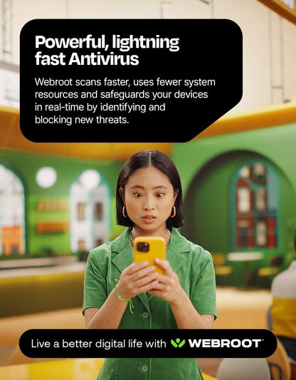 Webroot Antivirus Software 2026 | 3 Device | 1 Year Download for PC/Mac