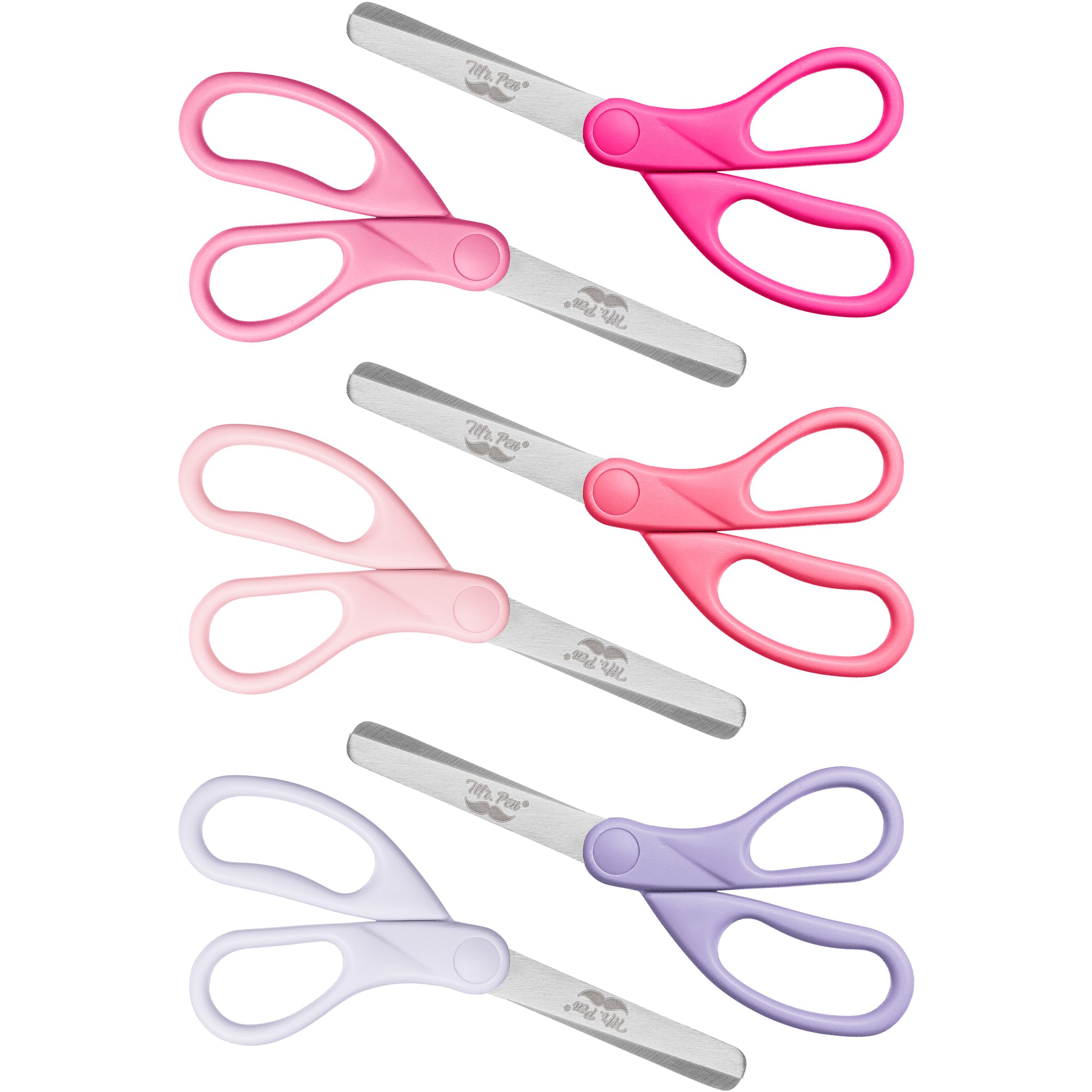 Mr. Pen Kids Scissors - 6 Pack, 5 Inch, Colored Toddler Safety Scissors for Kids, School & Preschool