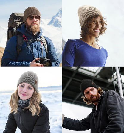 Wmcaps Winter Beanie for Men Women, Fleece Lined Beanie Soft Warm Knit Hat Ski Stocking Cuffed Cap