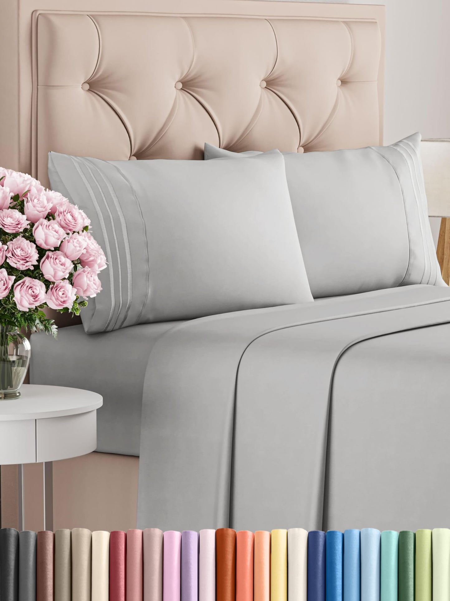 Queen Size 4 Piece Sheet Set - Comfy Breathable & Cooling Bed Sheets Set - Hotel Luxury Bedding for Women, Men, Kids, Teens, Boys & Girls - Deep Pockets, Ultra-Soft, Wrinkle Free - Oeko-Tex - Black