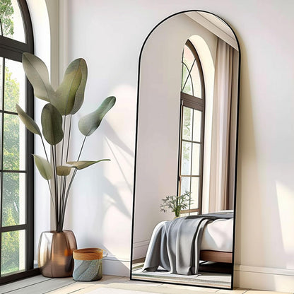 TinyTimes 64''x21'' Arched Full Length Mirror with Stand, Full Body Mirror, Mirrors Full Length Floor Freestanding, Wall Mounted Mirrors for Bedroom Living Room Cloakroom (Gold)