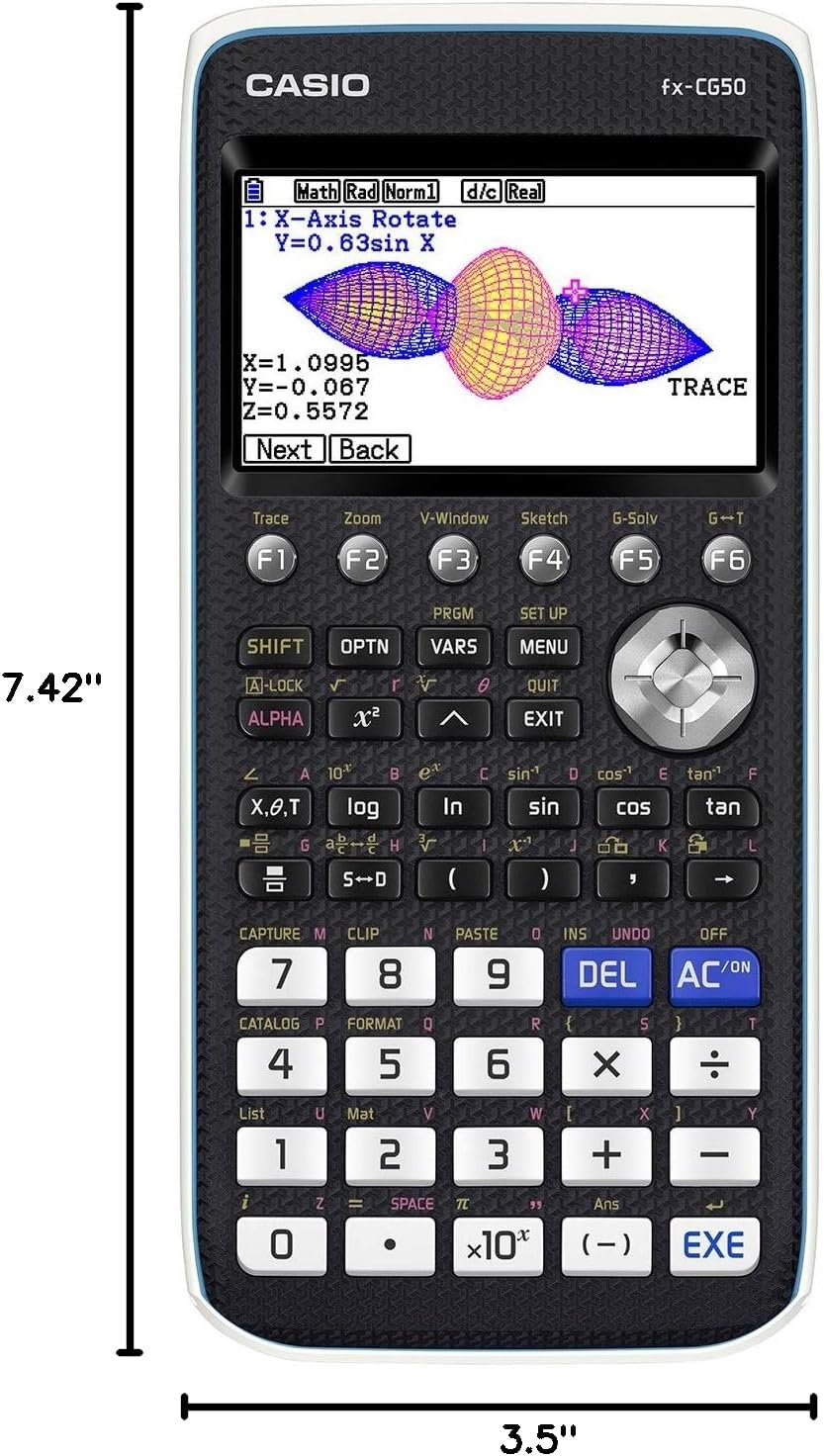 Casio fx-CG50 PRIZM® – Color Graphing Calculator with 3D Graph & Python | Large High-Res Display, Basic & Advanced Functions | Ideal for Exams, STEM, Programming & Advanced Math