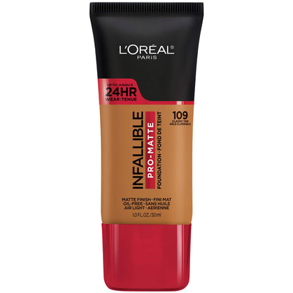 L'Oreal Paris Makeup Infallible Pro-Matte Liquid Longwear Foundation, 105 Natural Beige, 1 fl; oz.