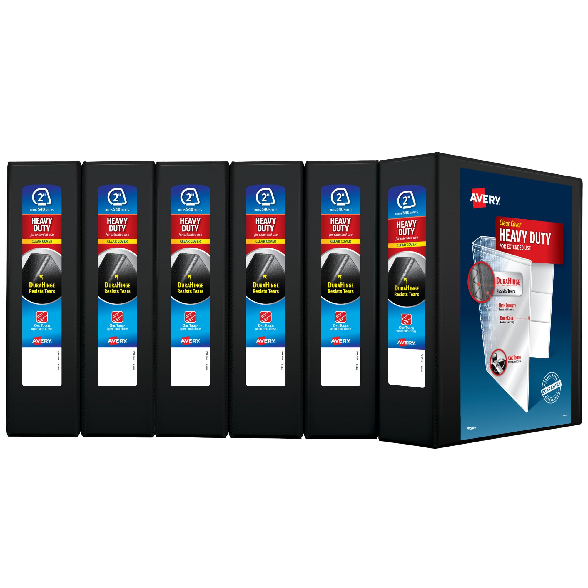Avery Heavy-Duty 3 Inch Binders 3 Ring, View Binder, 1.5 Inch EZD Ring, Black, Sturdy (79693)