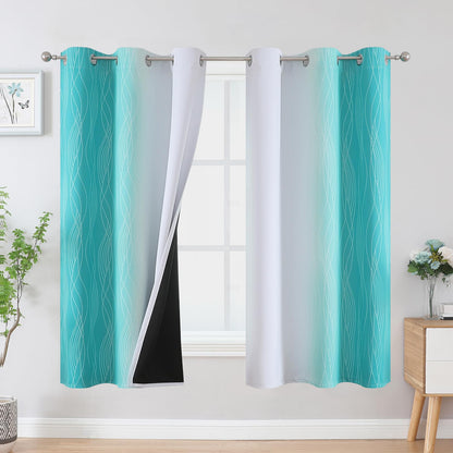 Estelar Textiler Beige and Greyish White Blackout Curtains for Living Room, Full Room Darkening Gradient Drapes for Bedroom, Thermal Insulated Ombre Grommet Curtains for Dining Room,52Wx84L,2 Panels