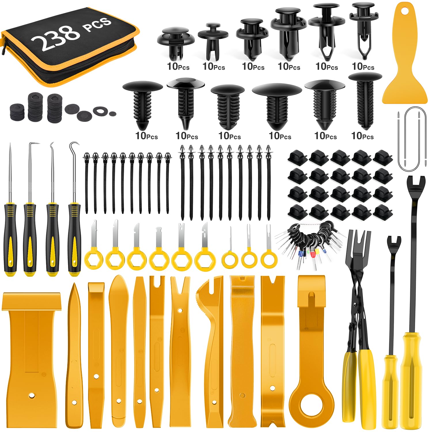GOOACC - GRC-33 240PCS Bumper Retainer Clips Car Plastic Rivets Fasteners Push Retainer Kit Most Popular Sizes Auto Push Pin Rivets Set -Door Trim Panel Fender Clips for GM Ford Toyota Honda Chrysler
