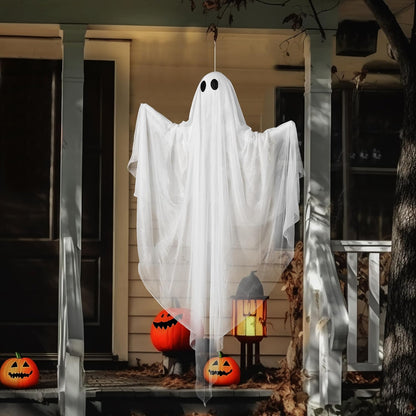 JOYIN Halloween Hanging Light up Ghost with Spooky Warm White LED Light, 47” Halloween Hanging Decoration White Ghosts for Front Yard Patio Lawn Garden Party Decor Indoor Outdoor
