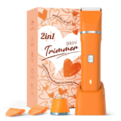 Bikini Trimmer for Women - Painless Electric Razors for Silk Skin,Cordless Body Shaver for Trip,Replaceable Lady Facial Razor, IPX7 Waterproof&Easy Cleaning, Ceramic Blade, USB Charge Dock Pink
