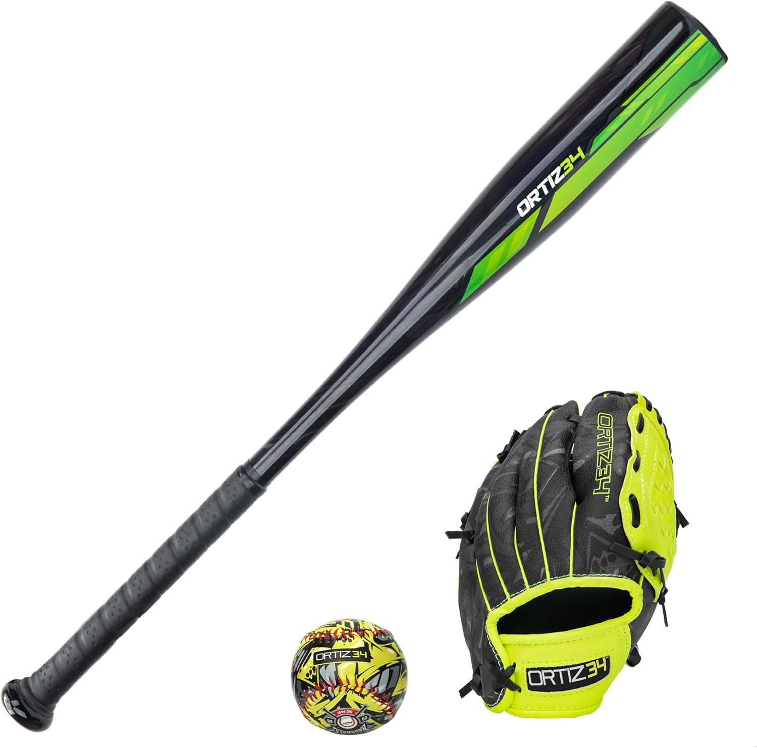 Youth T-Ball Set, 25” Signature Aluminum T-Ball Bat with -10 Drop, Foam Core T-Ball, 9” Lightweight Youth Glove, Vibrant Graffiti Print
