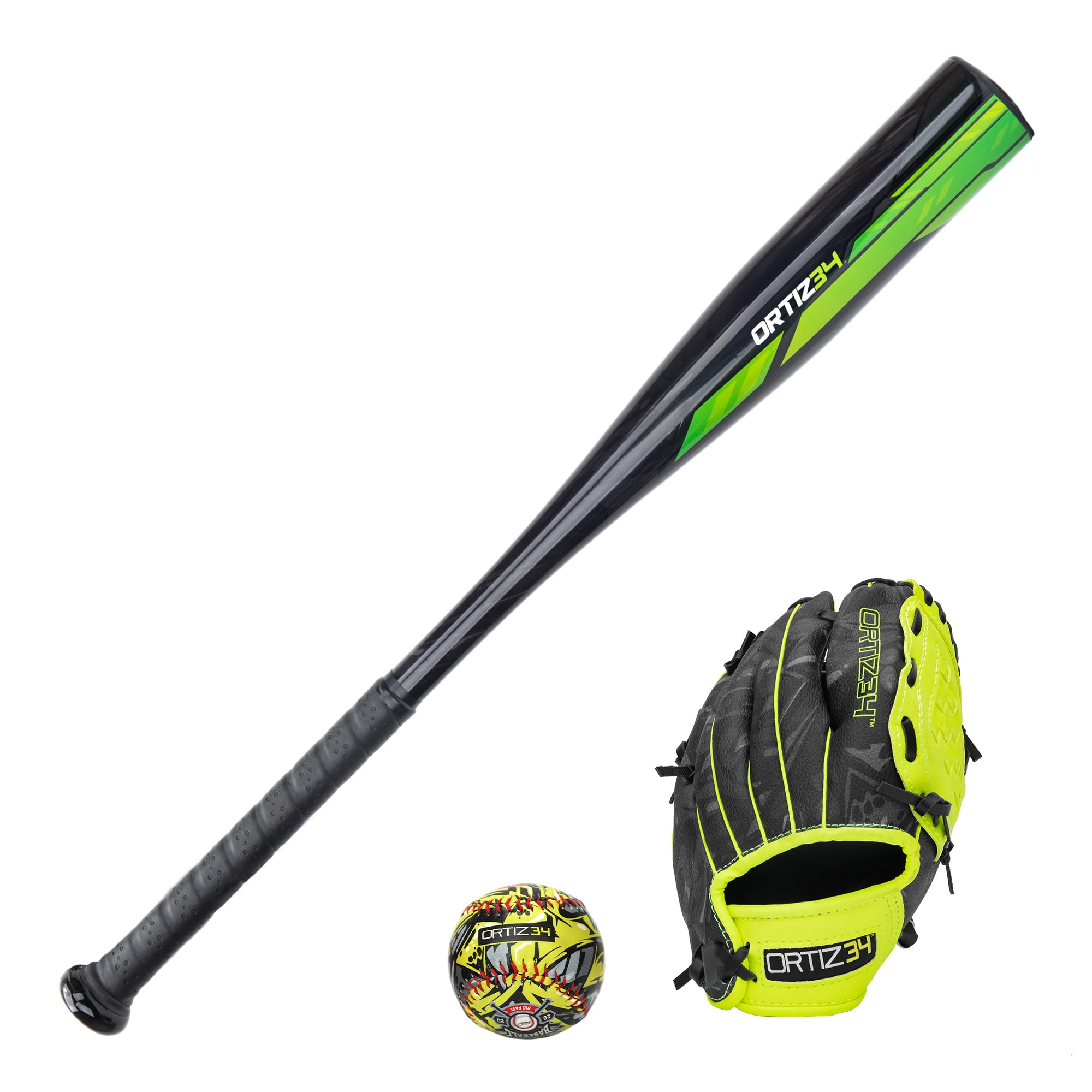 Youth T-Ball Set, 25” Signature Aluminum T-Ball Bat with -10 Drop, Foam Core T-Ball, 9” Lightweight Youth Glove, Vibrant Graffiti Print