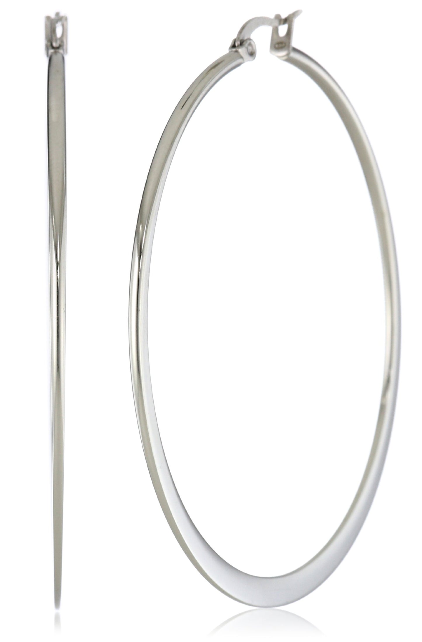Amazon Essentials Gold Plated or Stainless Steel Flattened Hoop Earrings (previously Amazon Collection)