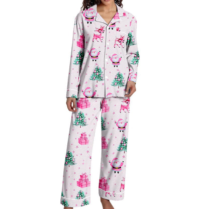 Christmas Pajamas for Women,Button up Long Sleeve Pajama Set Casual Soft Cute Xmas Print Pjs Sleepwear 2025