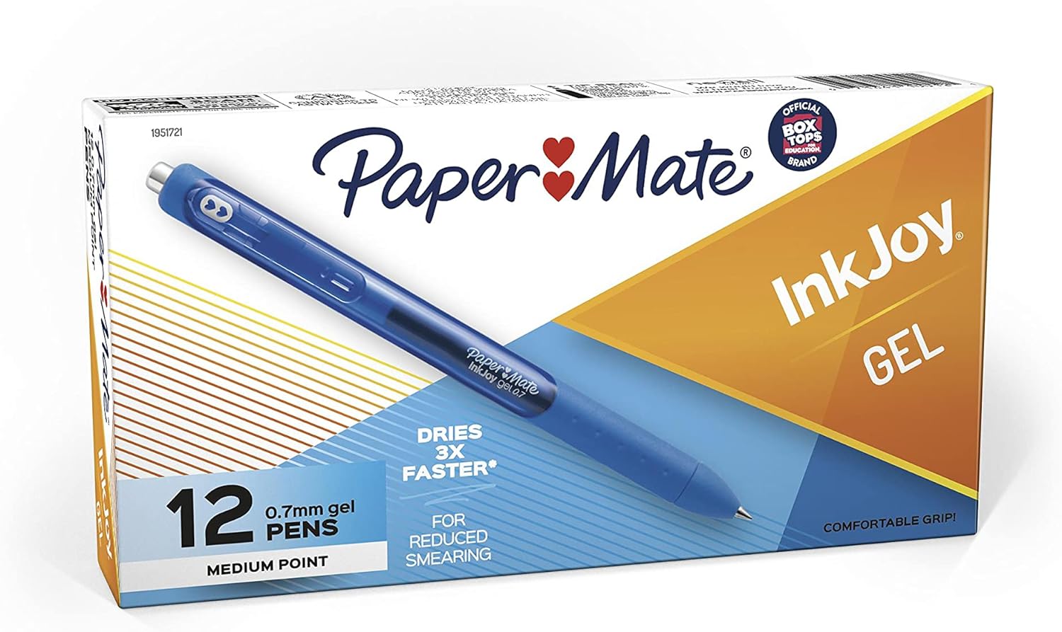 Paper Mate Inkjoy Gel Pen, Retractable, Medium 0.7 Mm, Blue Ink, Blue Barrel, Dozen