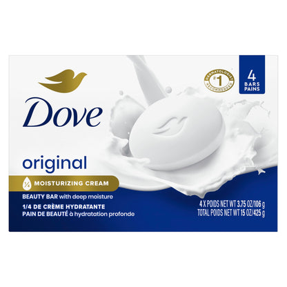 Dove Beauty Bar Gentle Skin Cleanser Moisturizing for Gentle Soft Skin Care Original Made With 1/4 Moisturizing Cream 3.75 oz, 14 Bars