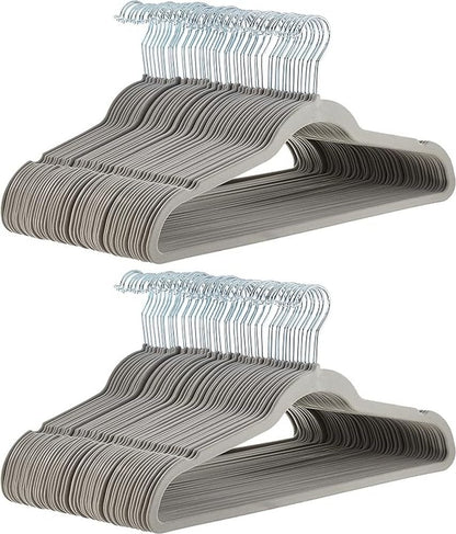 Amazon Basics Slim, Velvet, Non-Slip Suit Clothes Hangers, Pack of 50, Black