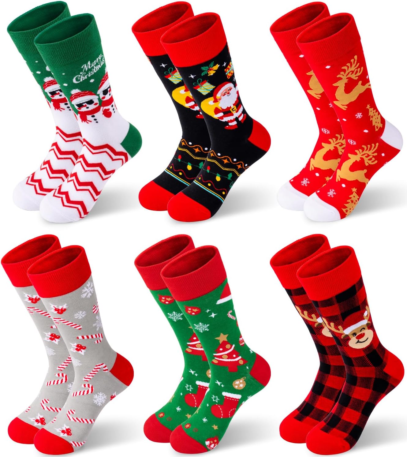 Mens Funny Patterned Christmas Socks for Adults Cute Fun Novelty Cotton Socks for Men