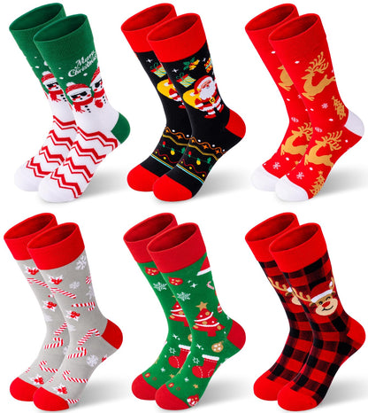 Mens Funny Patterned Christmas Socks for Adults Cute Fun Novelty Cotton Socks for Men
