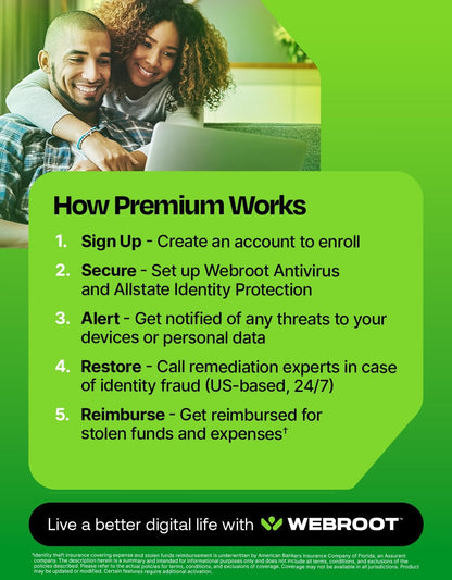Webroot Antivirus Software 2026 | 3 Device | 1 Year Download for PC/Mac