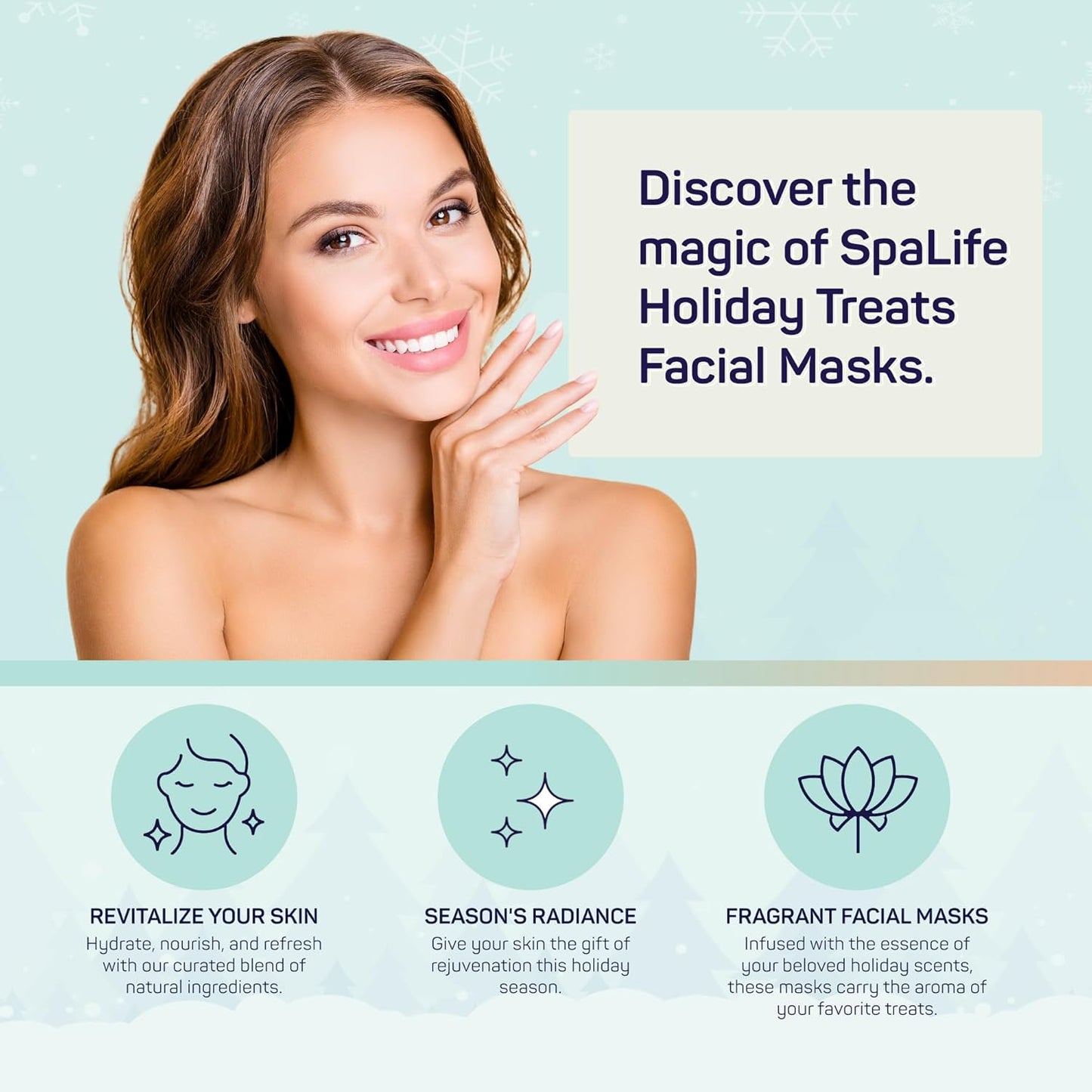 SpaLife Beauty Holiday Treats Christmas Face Mask Bundle | Korean Facial Mask | Hydrating, Soothing and Moisturizing Sheet Mask Set | Stocking Stuffers for Women | Bulk Christmas Gifts | 12 Pack