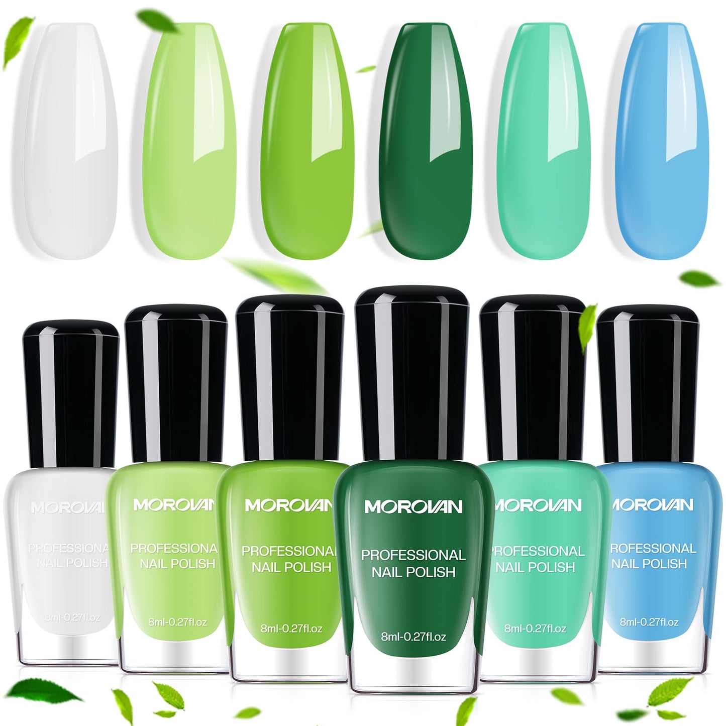 Morovan Christmas Nail Polish Set: 2025 Glitter Red Green Gold Silver Fingernail Polish Kit with Sticker Winter Quick Dry Regular Nail Polish Pack Manicure Gifts for Women Girls Holiday Party