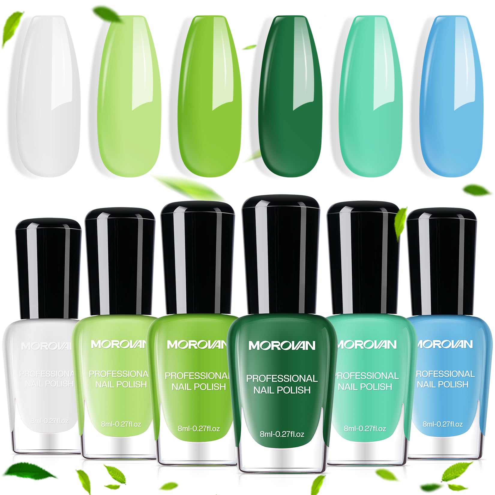 Morovan Christmas Nail Polish Set: 2025 Glitter Red Green Gold Silver Fingernail Polish Kit with Sticker Winter Quick Dry Regular Nail Polish Pack Manicure Gifts for Women Girls Holiday Party