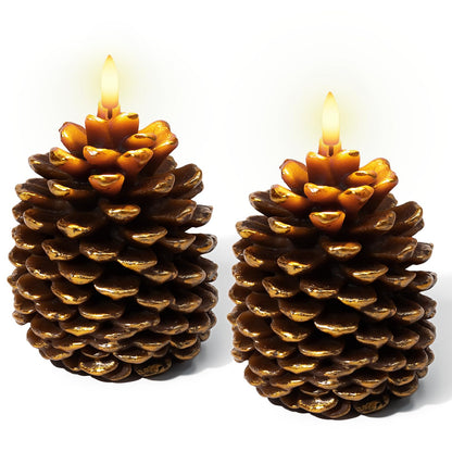 Christmas Decorations Indoor, Christmas Decor - Christmas Tree Candles Battery Operated, Flameless LED Candle Lights with 6H Timer, Xmas Home Decor, Set of 2(Green)