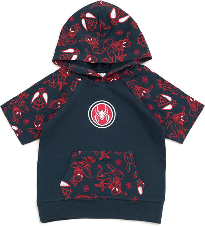 Marvel Spider-Man French Terry Pullover Hoodie and Shorts Toddler to Big Kid Sizes (2T - 18-20)