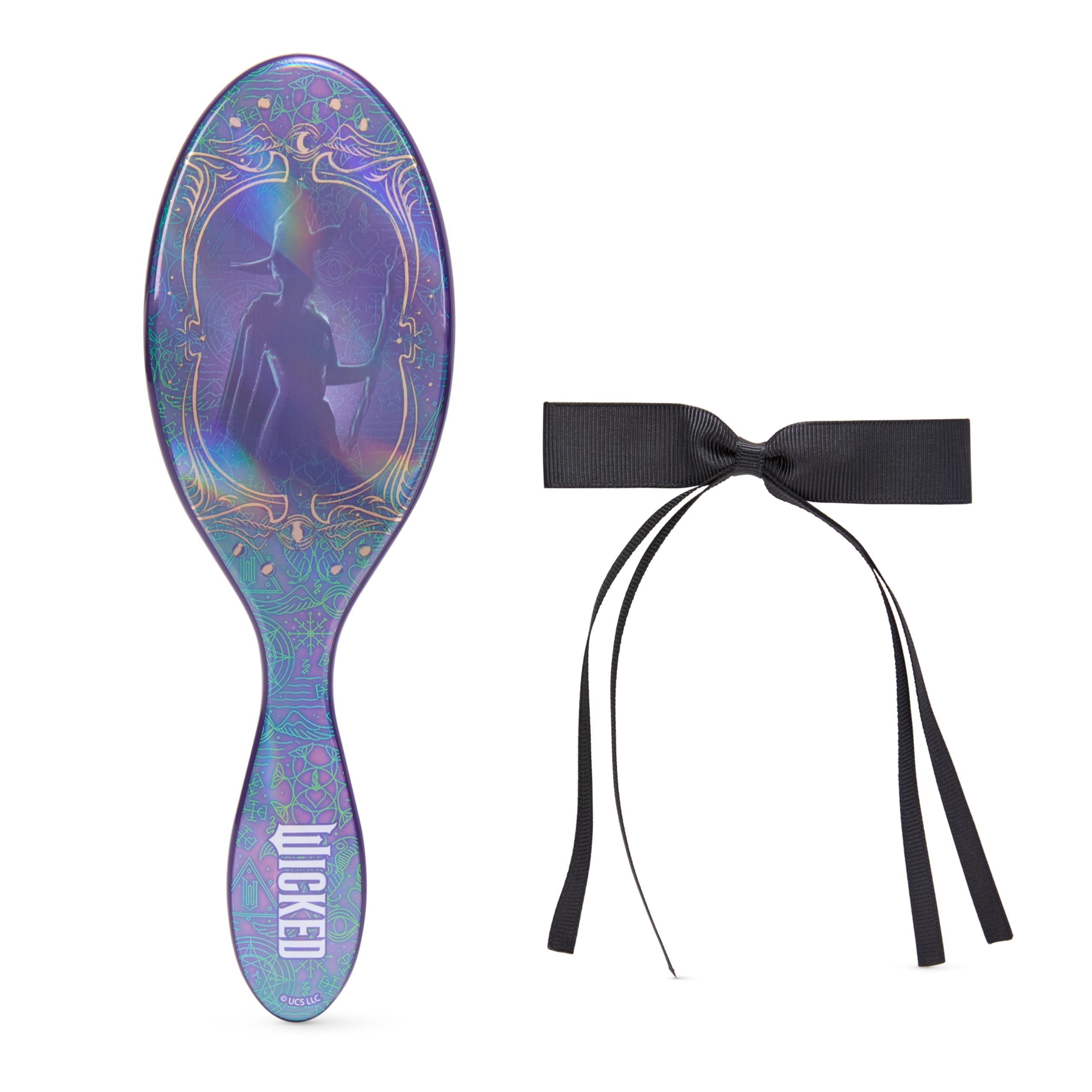Wet Brush Original Detangler Hair Brush Elphaba (Wicked For Good) Kit - Ultra-Soft IntelliFlex Bristles - Detangling Brush Glides Through Tangles For All Hair Types (Wet & Dry) - 1 Brush & 1 Bow