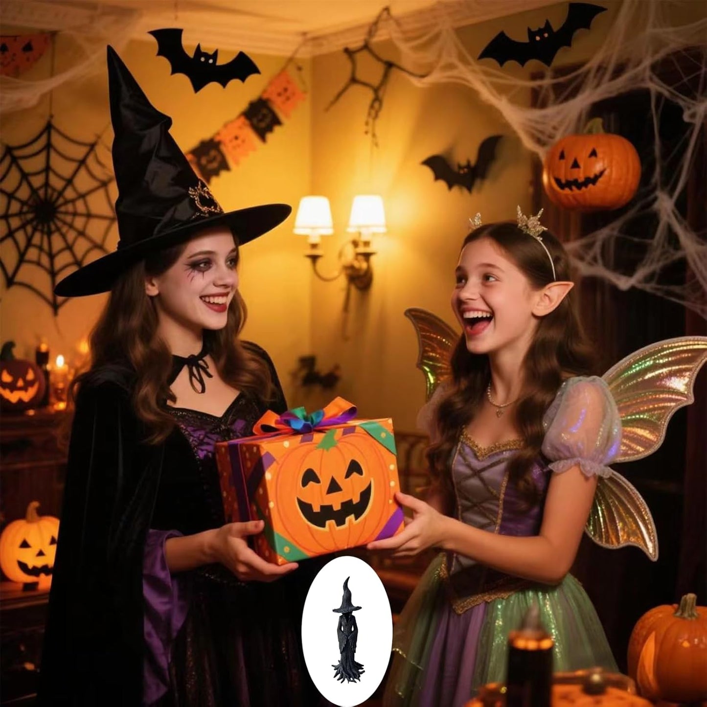 Cracker Barrel Witch Statue, Halloween Witch Statue Decor Indoor Gothic Resin Figurine, Dark Fantasy Ornament, Halloween Witch Figurines Table Home Festival Decoration (11.8in)