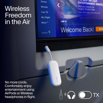 AirFly Pro 2 Deluxe – Bluetooth Adapter for Airplane, Pair 2 AirPods or Wireless Headphones – 3.5mm AUX Bluetooth Transmitter/Receiver for Cars, Boats, Treadmills, TVs – Airplane Travel Essentials