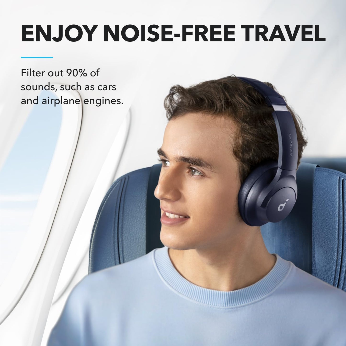 Soundcore by Anker Q20i Hybrid Active Noise Cancelling Headphones, Wireless Over-Ear Bluetooth, 40H Long ANC Playtime, Hi-Res Audio, Big Bass, Customize via an App, Transparency Mode (Pink)