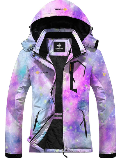 GEMYSE Women's Ski Snow Jacket Warm Winter Waterproof Coat Snowboard Rain Jacket Hooded Windproof Windbreaker