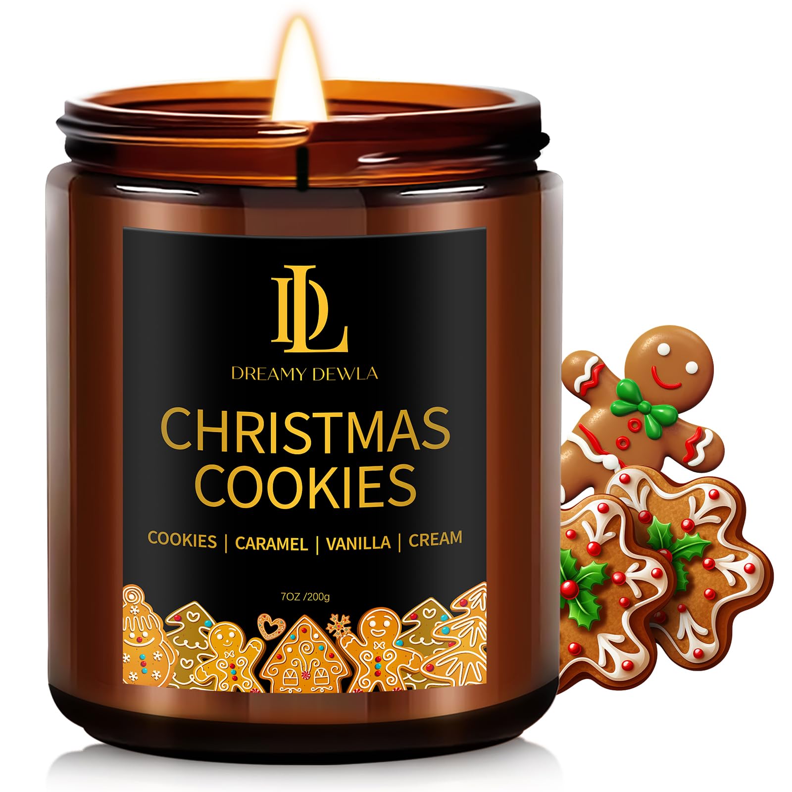 Winter Candle Set, Candles for Home Scented, 4 Pack Soy Candles for Holiday, Holiday Candle Gifts for Women Men, Winter Scents of Gingerbread Cookies/Apple & Cinnamon/Coffee Latte/Pine & Cedarwood