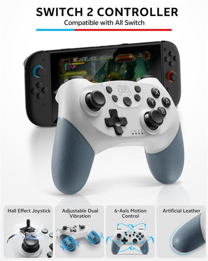 Switch 2 Pro Controllers Accessories Bundle for Nintendo 17-in-1: Carrying Case, Screen Protector, Thumb Grip for Joycon, Dockable Console Protective Cover Shell, Steering Wheel, 2025 Switch2 Game Kit