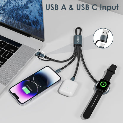 Travel Essentials for Apple Watch Charger,3 in 2 USB C Cable PD20W Block for Multi Charging Cable Cord,Vacation Camping RV Essentials Portable Designed for iWatch &iPhone 17-11 -4.1FT