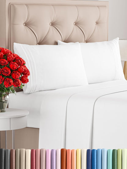 Queen Size 4 Piece Sheet Set - Comfy Breathable & Cooling Bed Sheets Set - Hotel Luxury Bedding for Women, Men, Kids, Teens, Boys & Girls - Deep Pockets, Ultra-Soft, Wrinkle Free - Oeko-Tex - Black