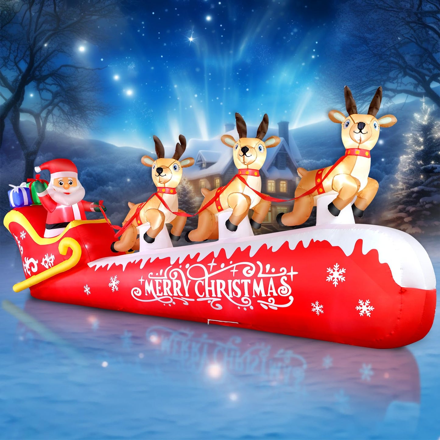 6FT Christmas Inflatable Polar Bear with Penguins Outdoor Decorations, Blow up 2 Penguins Fishing on Big Polar Bear with Bright LED Lights for Xmas Decor Outside Indoor Yard Garden Lawn Holiday Party
