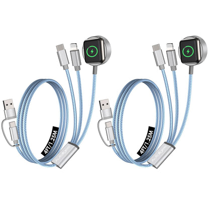 Travel Essentials for Apple Watch Charger,3 in 2 USB C Cable PD20W Block for Multi Charging Cable Cord,Vacation Camping RV Essentials Portable Designed for iWatch &iPhone 17-11 -4.1FT