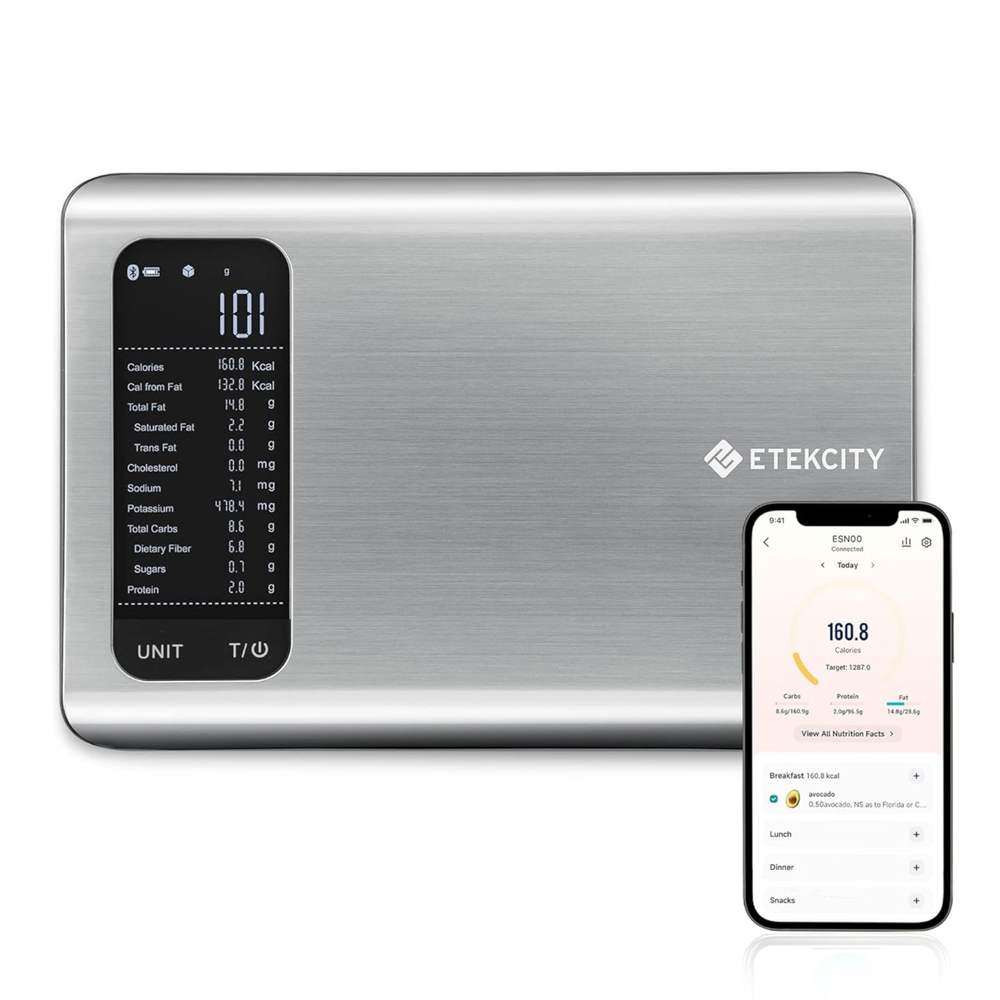 Etekcity Food Kitchen Scale, Digital Grams and Ounces for Weight Loss, Baking, Cooking, Keto and Meal Prep, LCD Display, Medium, 304 Stainless Steel
