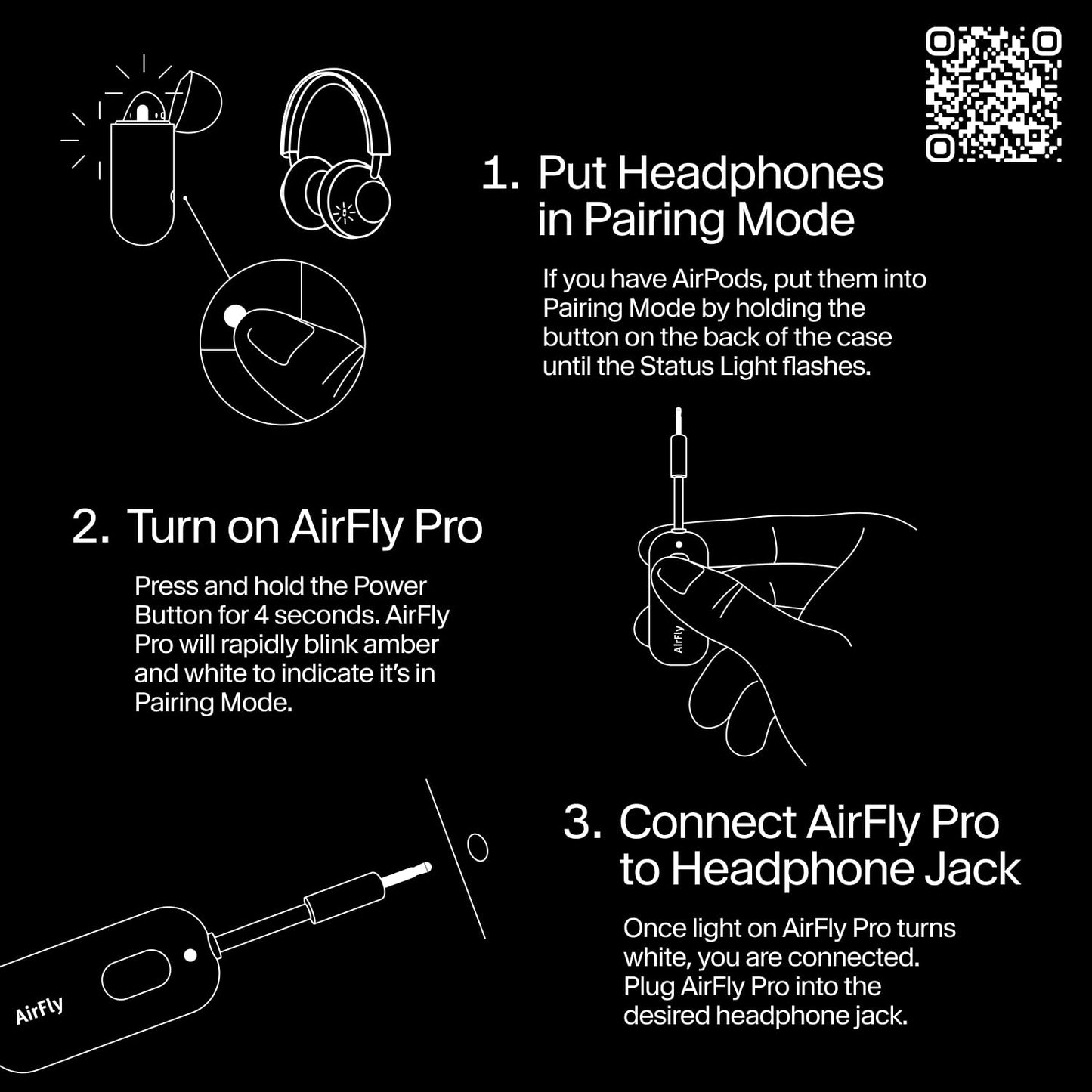 AirFly Pro 2 Deluxe – Bluetooth Adapter for Airplane, Pair 2 AirPods or Wireless Headphones – 3.5mm AUX Bluetooth Transmitter/Receiver for Cars, Boats, Treadmills, TVs – Airplane Travel Essentials