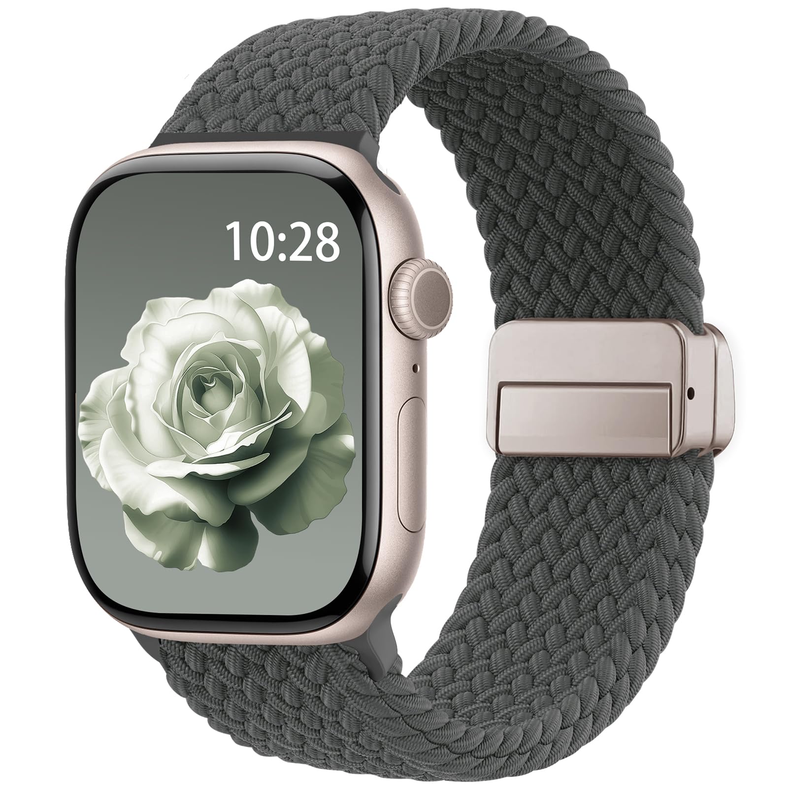 Braided Stretchy Band Compatible with Apple Watch Bands 38mm 40mm 41mm 42mm 44mm 45mm 46mm 49mm Women Men, Soft Nylon Solo Loop Magnetic Sport Strap for iWatch Series 10 9 8 7 6 5 4 3 2 1 SE Ultra