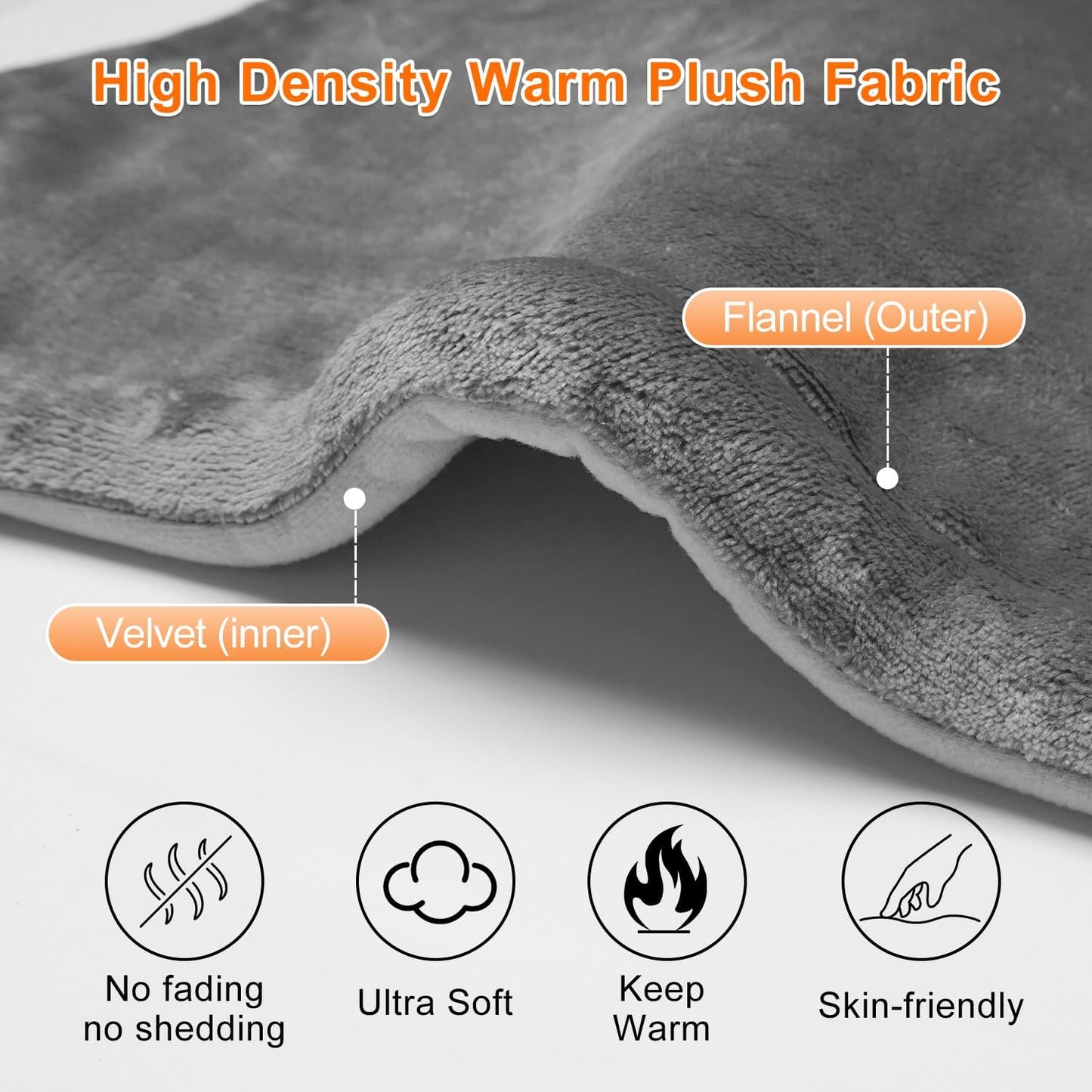 Heating Pad for Back Pain Relief Weighted Heating Pad for Neck and Shoulder Cramps 6 Heat Settings 6 Timers Auto Off Birthday Gifts for Women Men Mom Dad ETL Certified Gray