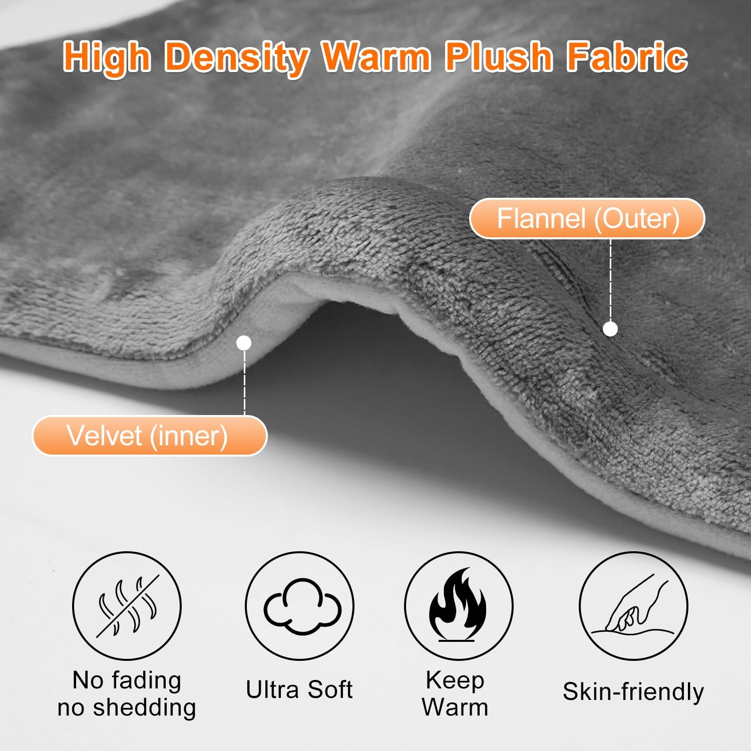 Heating Pad for Back Pain Relief Weighted Heating Pad for Neck and Shoulder Cramps 6 Heat Settings 6 Timers Auto Off Birthday Gifts for Women Men Mom Dad ETL Certified Gray