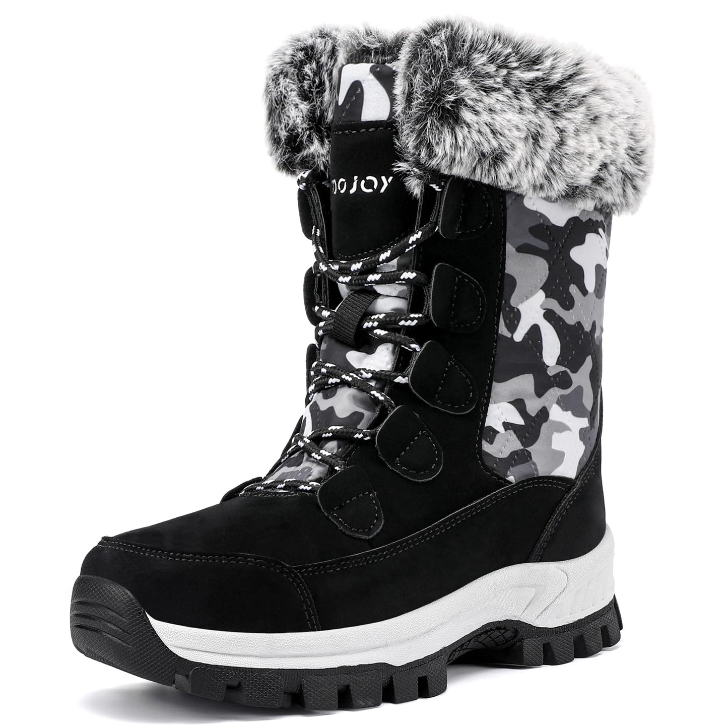 COOJOY Womens Winter Snow Boots Waterproof Shoes Walking Comfortable Hiking Tennis Booties Furry Mid Calf Warm Lightweight