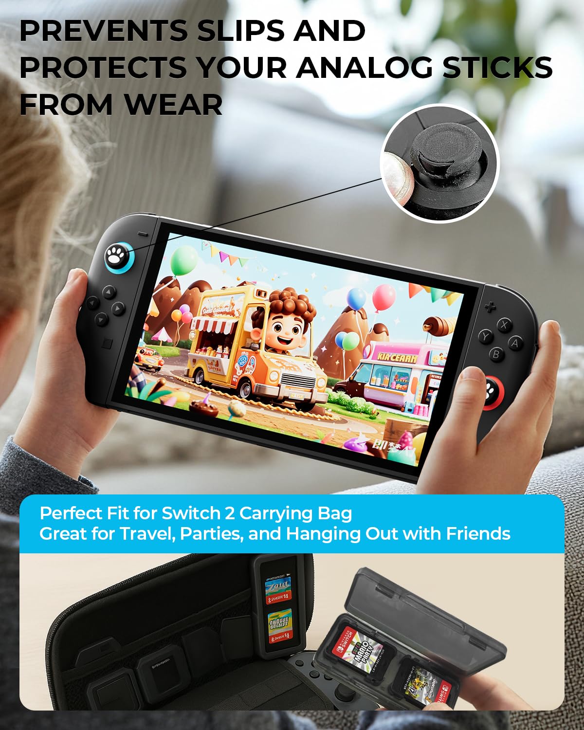 Switch 2 Pro Controllers Accessories Bundle for Nintendo 17-in-1: Carrying Case, Screen Protector, Thumb Grip for Joycon, Dockable Console Protective Cover Shell, Steering Wheel, 2025 Switch2 Game Kit