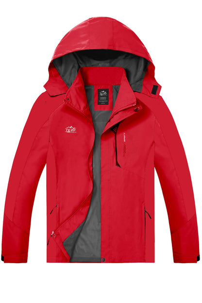 TEZO Mens Rain Jacket Waterproof with Hooded Hiking Coat Lightweight Windbreaker