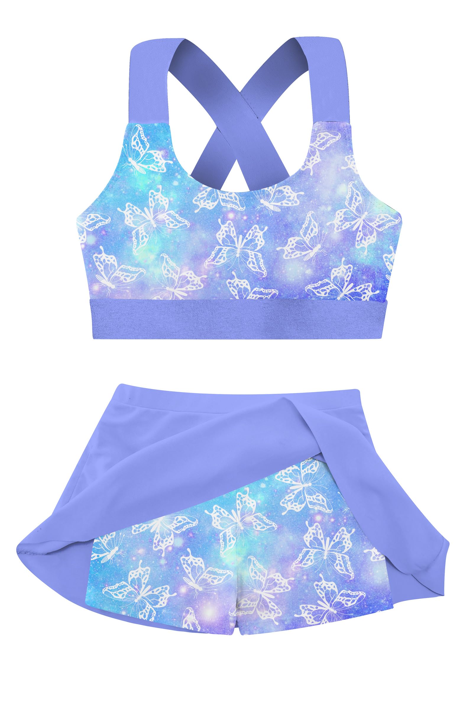 Cutemile Little Girls Two Piece Tankini Swimsuit Summer Boyshort Bathing Suit Beach Rash Guard Swimwear 6-13 Years