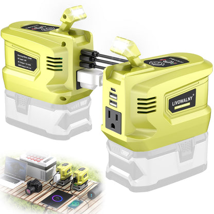 Real 200W Power Inverter Compatible With Dewalt, DC 20V to AC 110-120V Battery Inverter, LIVOWALNY Portable Power Station Generator, Charger Adapter Battery Powered with 2 USB & 1 Type-C & 1 AC Outlet