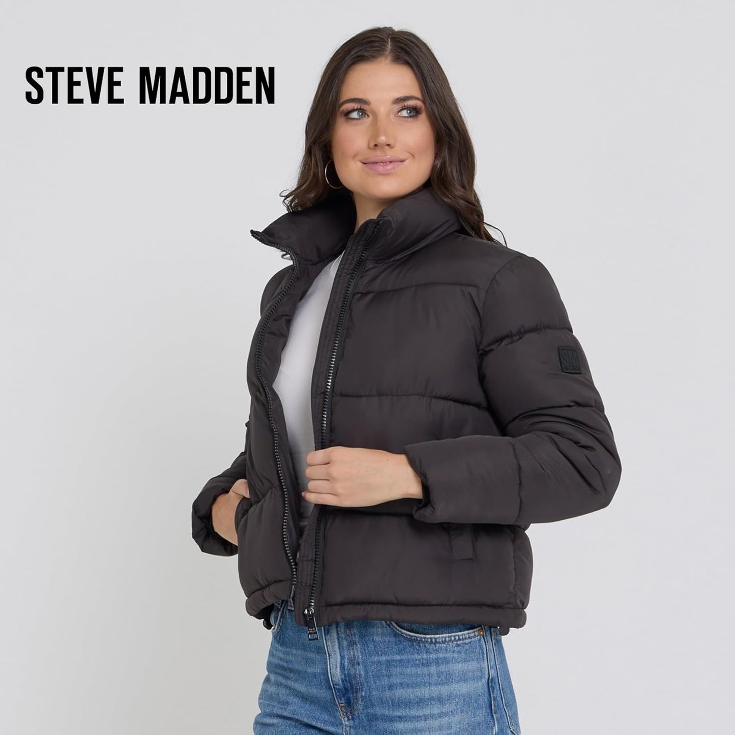 Steve Madden Cropped Puffer Jacket, Warm Winter Coats for Women, Trendy Cute Winter Jackets for Women